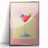 Large art print of a mid-century modernist food and drink motif in silver frame, ideal for modern kitchen decor.