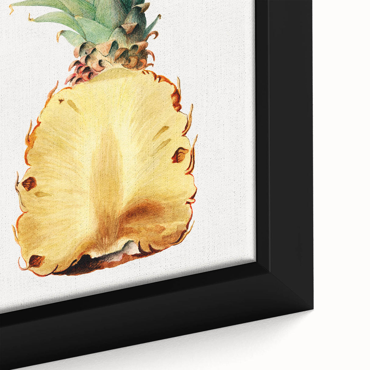 Extra large black wall art featuring a close-up of colorful, textured fruits on a framed canvas, ideal for living room decor.