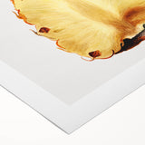 Art Deco poster featuring an array of colorful fruits on a rolled canvas, ideal for dining room wall art.