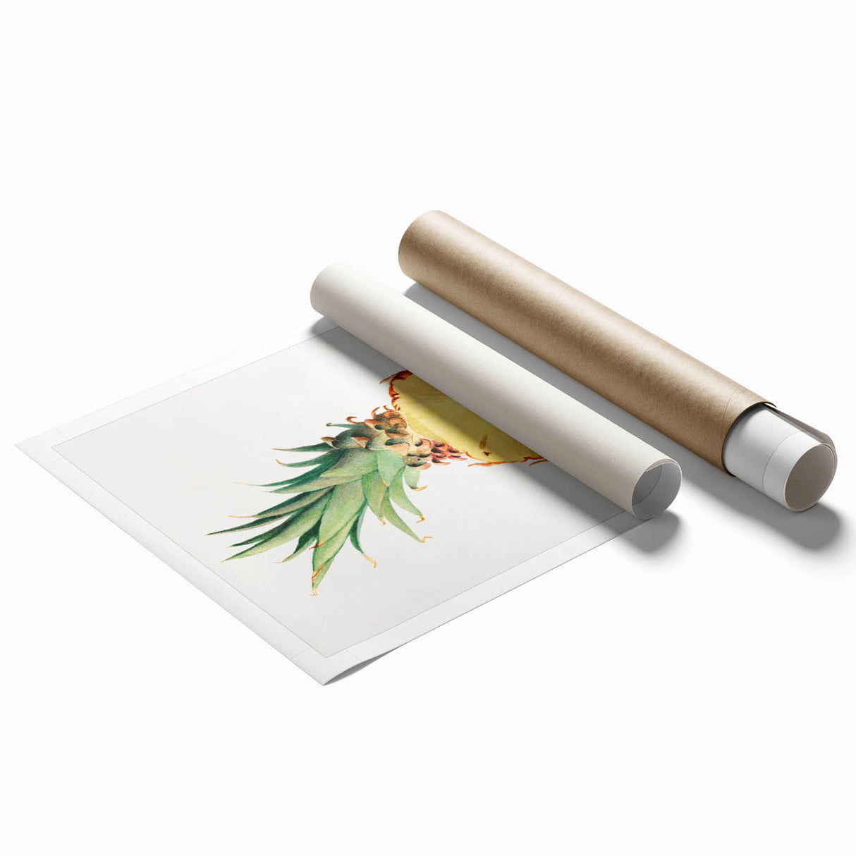 Extra large rolled print of assorted fruits in vibrant colors, suitable for classy bathroom or large living room wall art.