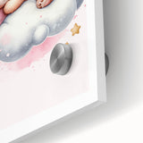 Sleeping Teddy on Cloud Print - Nursery Wall Art for Kids