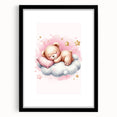 Sleeping Teddy on Cloud Print - Nursery Wall Art for Kids