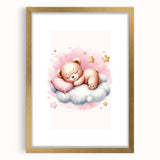 Sleeping Teddy on Cloud Print - Nursery Wall Art for Kids