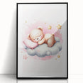 Sleeping Teddy on Cloud Print - Nursery Wall Art for Kids