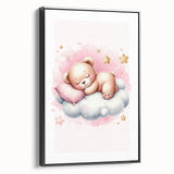 Sleeping Teddy on Cloud Print - Nursery Wall Art for Kids