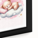 Sleeping Teddy on Cloud Print - Nursery Wall Art for Kids