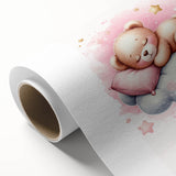 Sleeping Teddy on Cloud Print - Nursery Wall Art for Kids