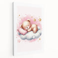 Sleeping Teddy on Cloud Print - Nursery Wall Art for Kids