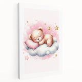 Sleeping Teddy on Cloud Print - Nursery Wall Art for Kids