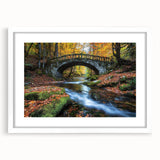 Landscape bridge frame with white matting, showcasing a modern design that highlights natural scenery, perfect for home decor or office settings.