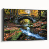 Framed canvas artwork of a landscape bridge design, showcasing intricate details in black and earthy tones, set against a natural backdrop for home decor.