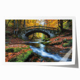 Rolled print showcasing a vibrant landscape bridge design, featuring rich colors and intricate details, securely packaged in a durable cardboard tube for optimal protection. Perfect for enhancing home decor with artistic flair.