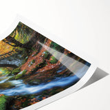 Rolled canvas print showcasing a stunning landscape bridge design, featuring vibrant colors and intricate details, securely packaged in a durable tube for safe transport. Perfect for home decor enthusiasts seeking unique art pieces.