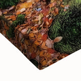 Close-up of a stretched canvas depicting a vibrant landscape bridge with detailed textures, perfect for home decor, showcasing rich colors and artistic depth.