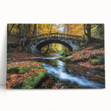 Stretched canvas art depicting a serene landscape bridge scene, featuring vibrant colors and detailed textures, perfect for home decor or art enthusiasts.