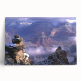 Stretched canvas artwork showcasing a breathtaking landscape of colorful canyons at sunset, perfect for home decor or office settings, enhancing any space with natural beauty.