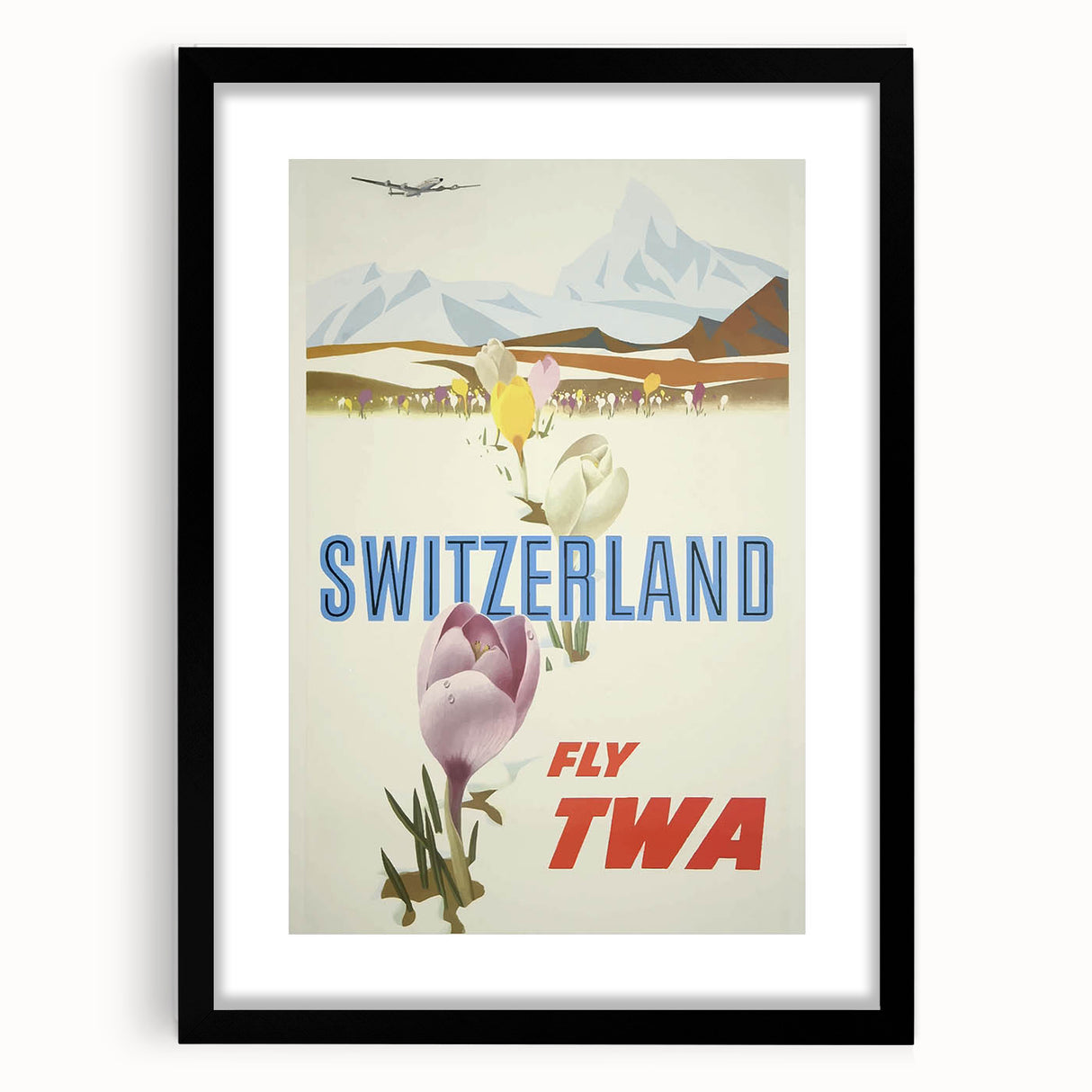 Retro Switzerland Travel Poster - TWA Vintage Fly Wall Art