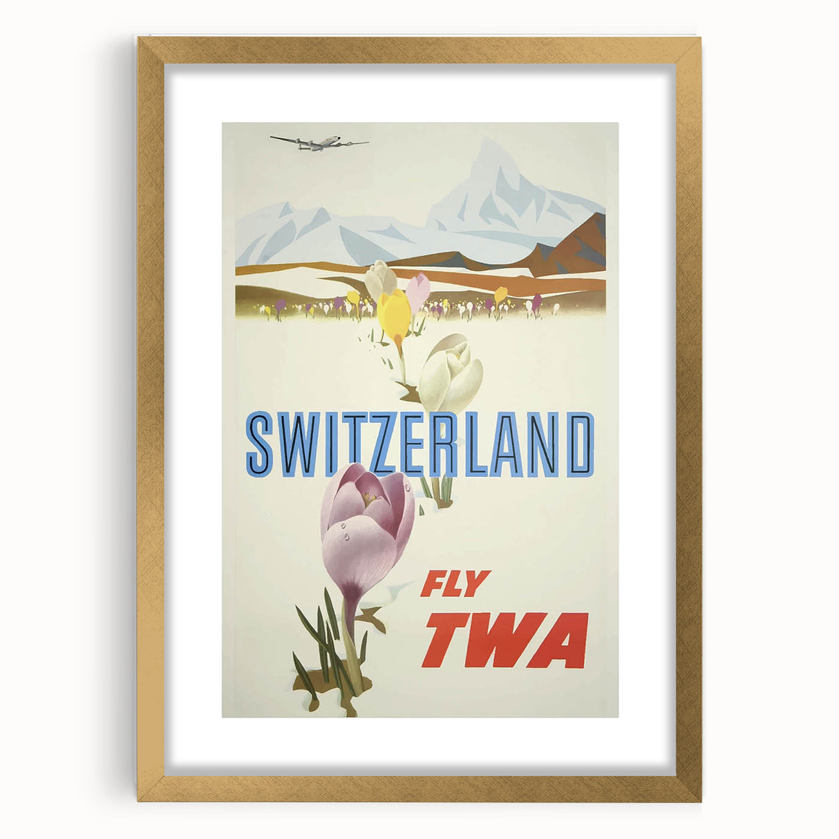Retro Switzerland Travel Poster - TWA Vintage Fly Wall Art