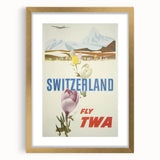Retro Switzerland Travel Poster - TWA Vintage Fly Wall Art