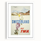 Retro Switzerland Travel Poster - TWA Vintage Fly Wall Art