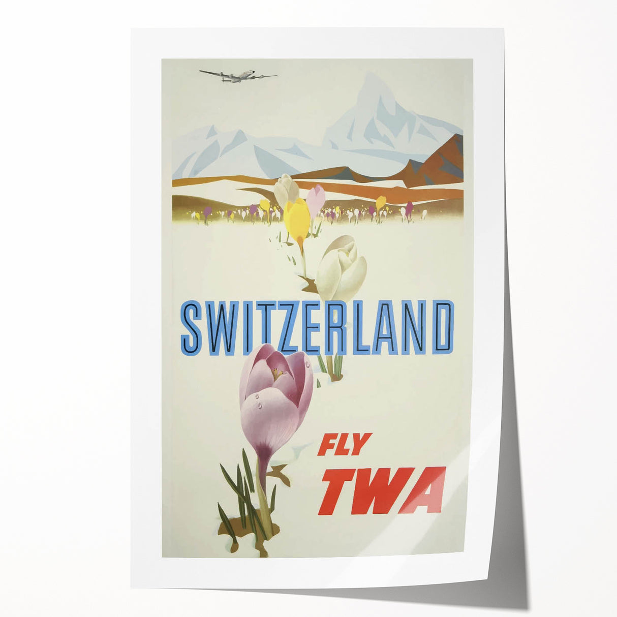 Retro Switzerland Travel Poster - TWA Vintage Fly Wall Art