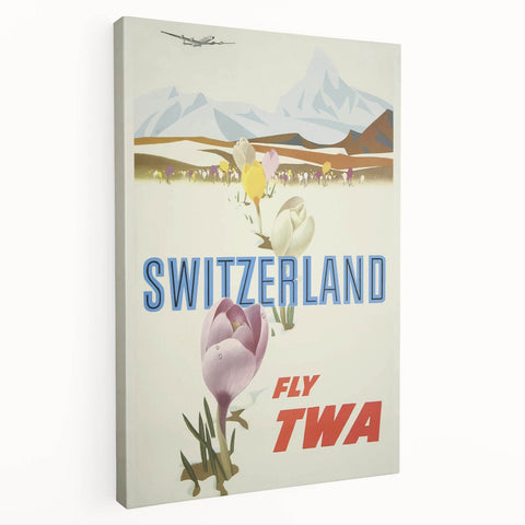 Retro Switzerland Travel Poster - TWA Vintage Fly Wall Art