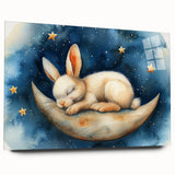 Moonlit Bunny - Kids Room Wall Art Canvas and Framed Options
