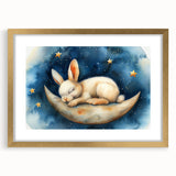 Moonlit Bunny - Kids Room Wall Art Canvas and Framed Options