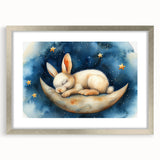 Moonlit Bunny - Kids Room Wall Art Canvas and Framed Options
