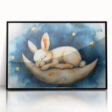 Moonlit Bunny - Kids Room Wall Art Canvas and Framed Options