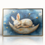 Moonlit Bunny - Kids Room Wall Art Canvas and Framed Options