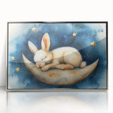 Moonlit Bunny - Kids Room Wall Art Canvas and Framed Options
