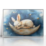 Moonlit Bunny - Kids Room Wall Art Canvas and Framed Options