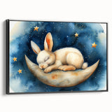 Moonlit Bunny - Kids Room Wall Art Canvas and Framed Options