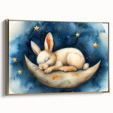 Moonlit Bunny - Kids Room Wall Art Canvas and Framed Options