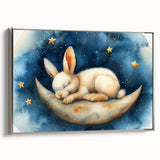 Moonlit Bunny - Kids Room Wall Art Canvas and Framed Options