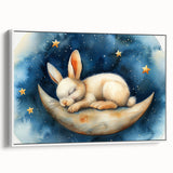 Moonlit Bunny - Kids Room Wall Art Canvas and Framed Options