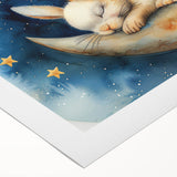 Moonlit Bunny - Kids Room Wall Art Canvas and Framed Options