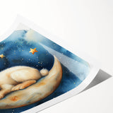 Moonlit Bunny - Kids Room Wall Art Canvas and Framed Options