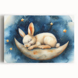 Moonlit Bunny - Kids Room Wall Art Canvas and Framed Options