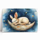 Moonlit Bunny - Kids Room Wall Art Canvas and Framed Options