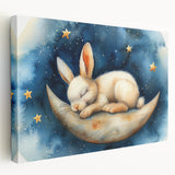 Moonlit Bunny - Kids Room Wall Art Canvas and Framed Options