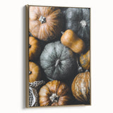 Framed canvas depicting a vintage-style landscape with autumnal trees in gold and black tones, suitable for bedroom decor.