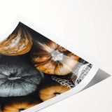 Extra large rolled print featuring line art flowers in muted autumnal tones, suitable for large living room wall art.