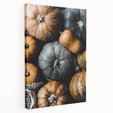 Autumn-themed abstract painting on stretched canvas with warm orange and brown tones, ideal for kitchen wall art.