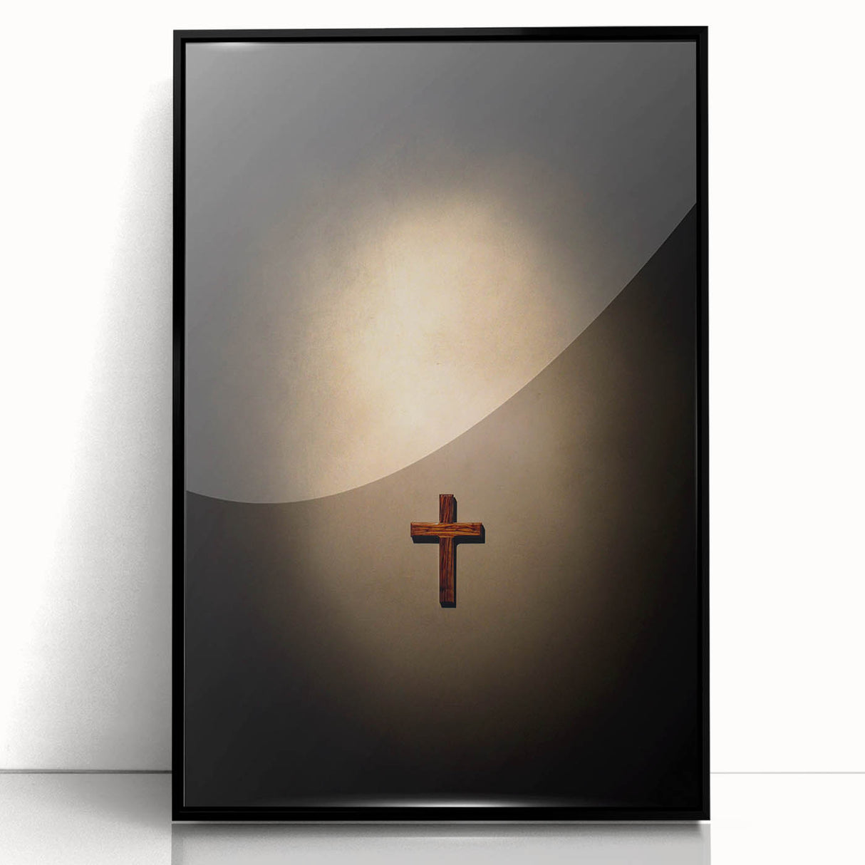 Large abstract wall art featuring spring-themed hues in mid-century modernist style on black framed acrylic.