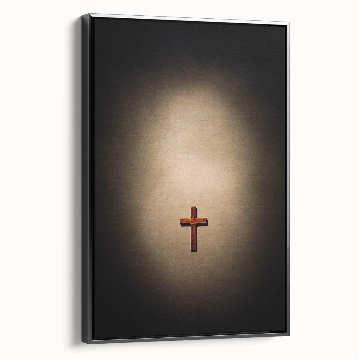 Black and white framed canvas featuring a vintage landscape painting of spring, ideal for bedroom wall decor.