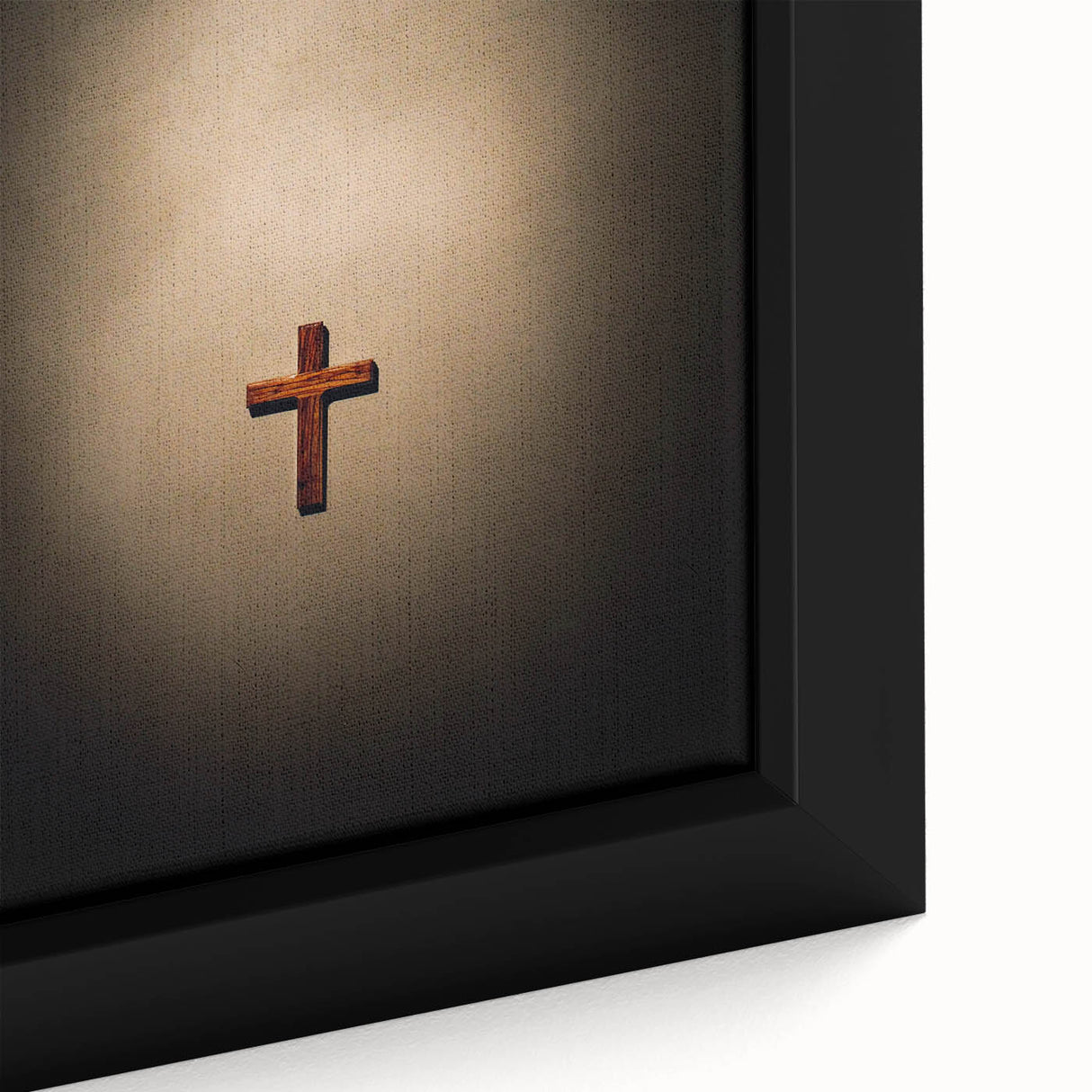 Close-up of a framed canvas featuring a textured, colorful abstract design on a black background.