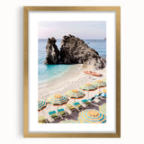 Extra large abstract art print with textured patterns in gold and white, framed in gold, ideal for living room decor.