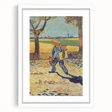 Textured abstract art print in blue and green hues on a white framed canvas, suitable for bedroom decor.